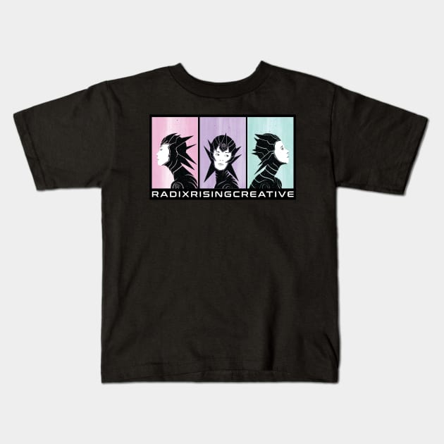 StarSet Sisters Kids T-Shirt by RadixRisingCreative